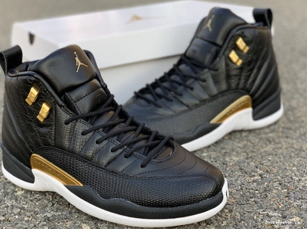 Bmlin shoes Metallic Black 'Reptile' Retro Gold-White Jordan Air 12 AO6068-007 0821